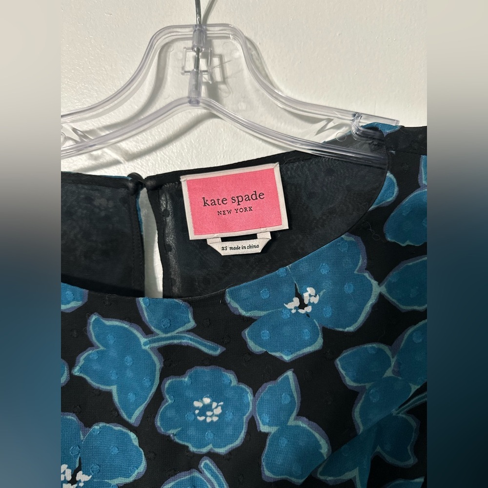 Kate Spade New York Whimsical Blue Floral Blair Midi Dress Womens Xtra Small - Picture 3 of 9